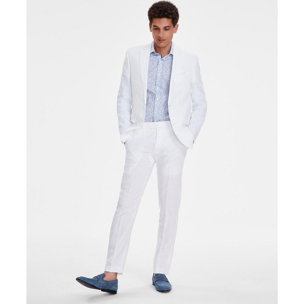 $360 BRAND NEW BAR III Mens 38S Solid White Linen Blazer Sport Coat Suit Jacket